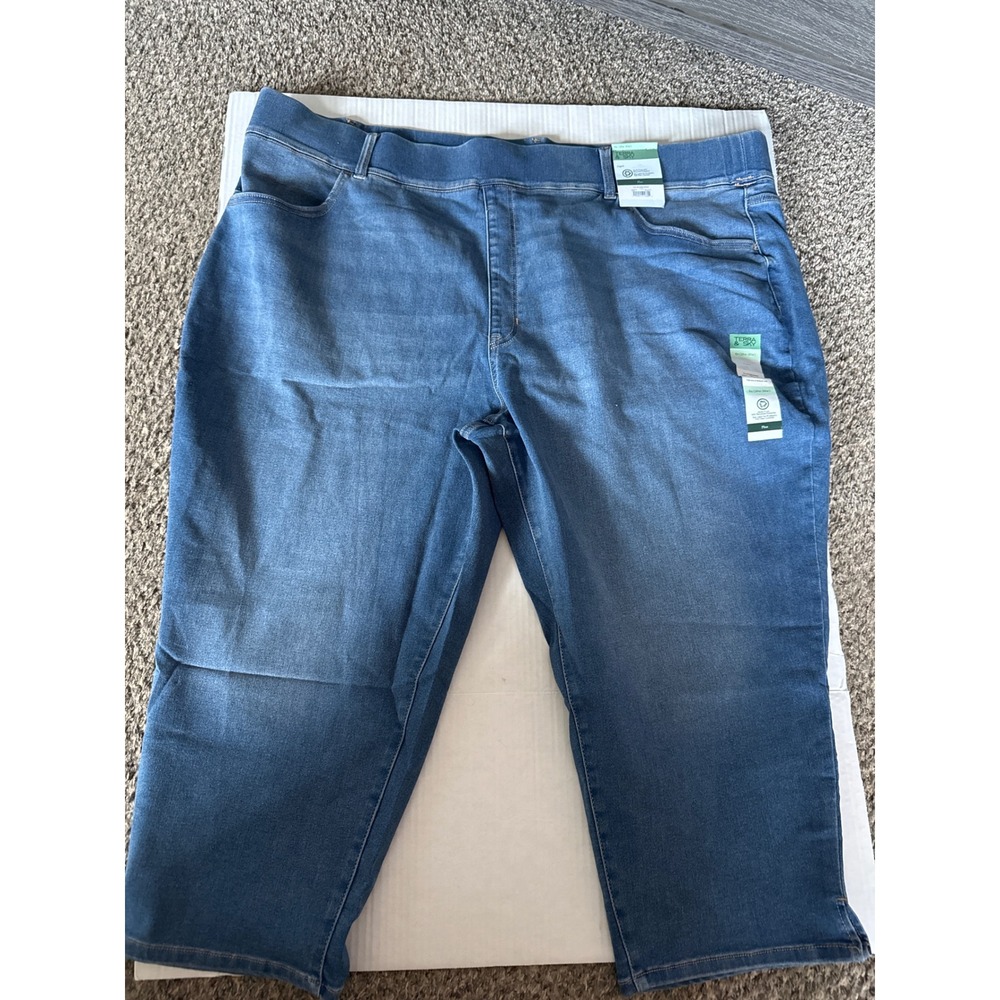 Terra & Sky Womens 4X 28W-30W Blue Pull On Capri Jegging Sloan Stretch Plus Size